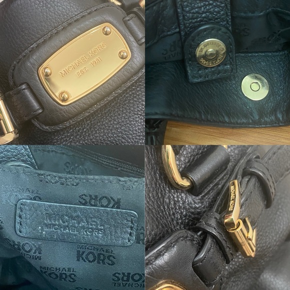 MICHAEL Michael Kors Hamilton Large Black Pebbled Leather Satchel Shoulder Bag - Picture 14 of 16